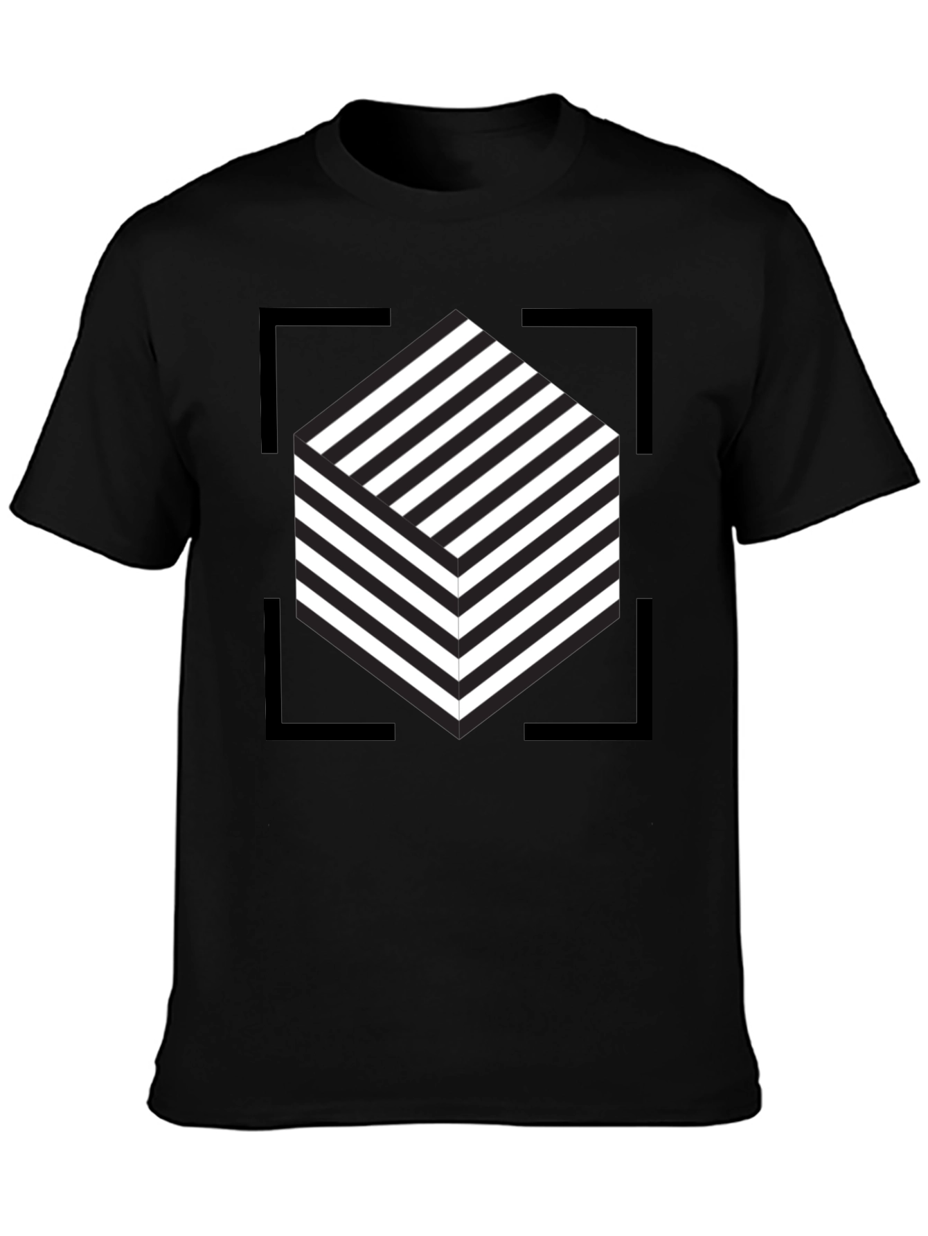Abstract Cube Graphic Tee - Modern Black T-Shirt
