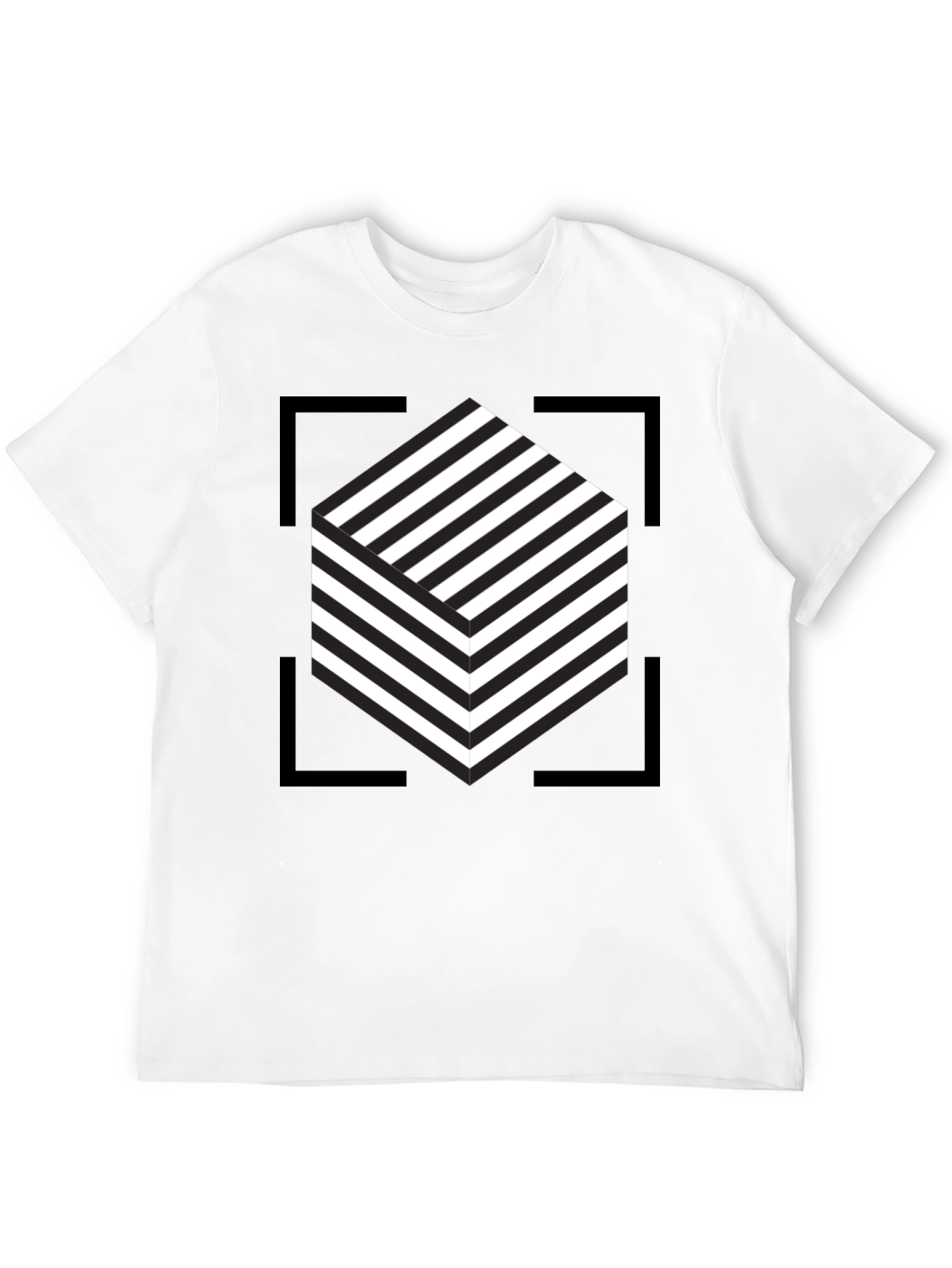 Abstract Cube Graphic Tee - Modern Black T-Shirt