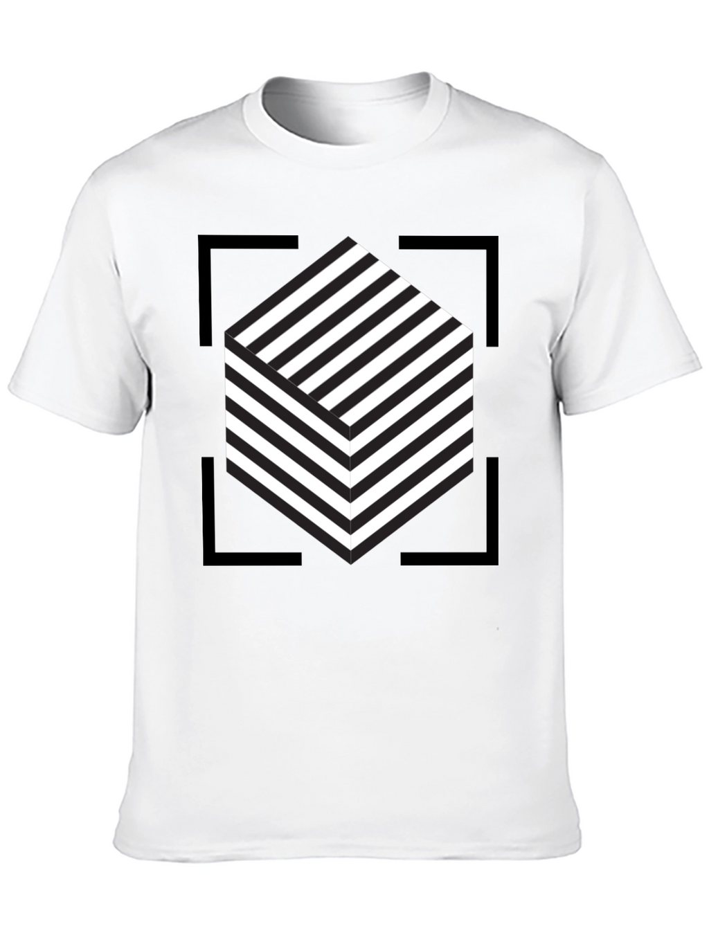 Abstract Cube Graphic Tee - Modern Black T-Shirt