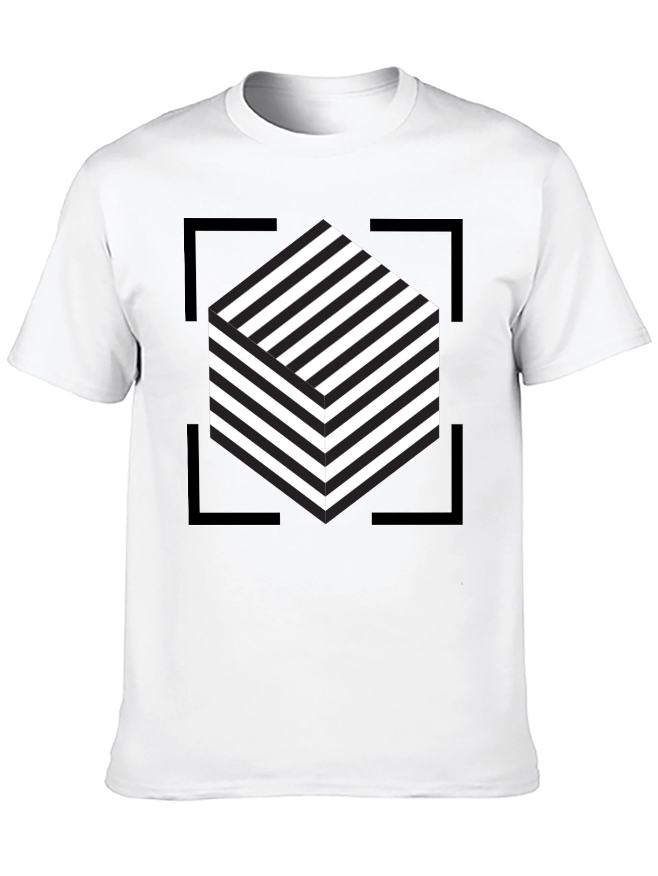 Abstract Cube Graphic Tee - Modern Black T-Shirt