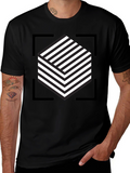 Abstract Cube Graphic Tee - Modern Black T-Shirt
