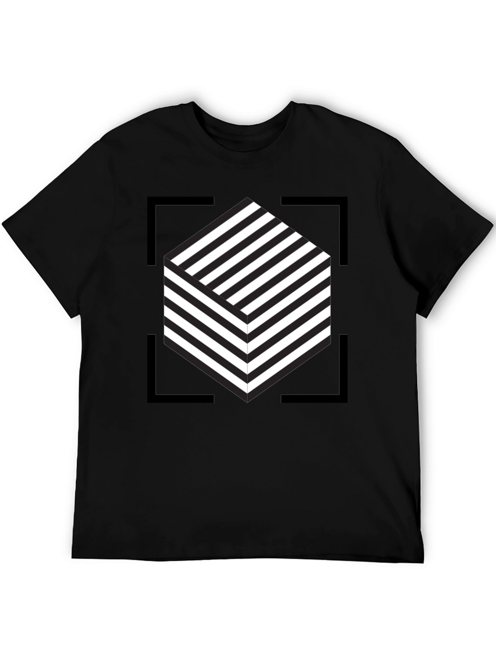 Abstract Cube Graphic Tee - Modern Black T-Shirt