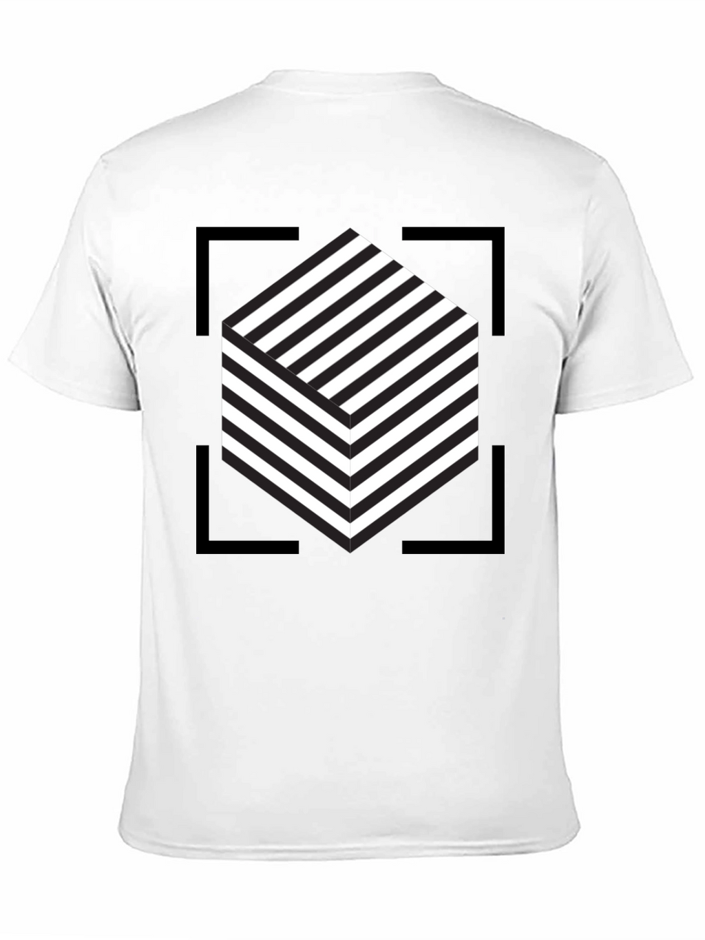 Abstract Cube Graphic Tee - Modern Black T-Shirt