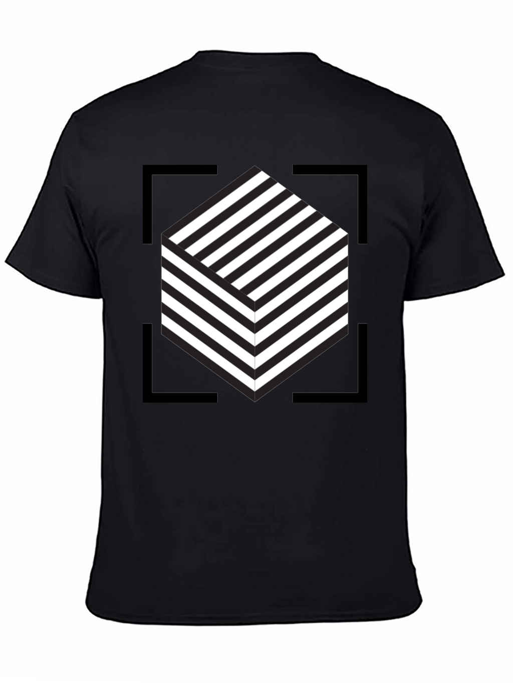 Abstract Cube Graphic Tee - Modern Black T-Shirt