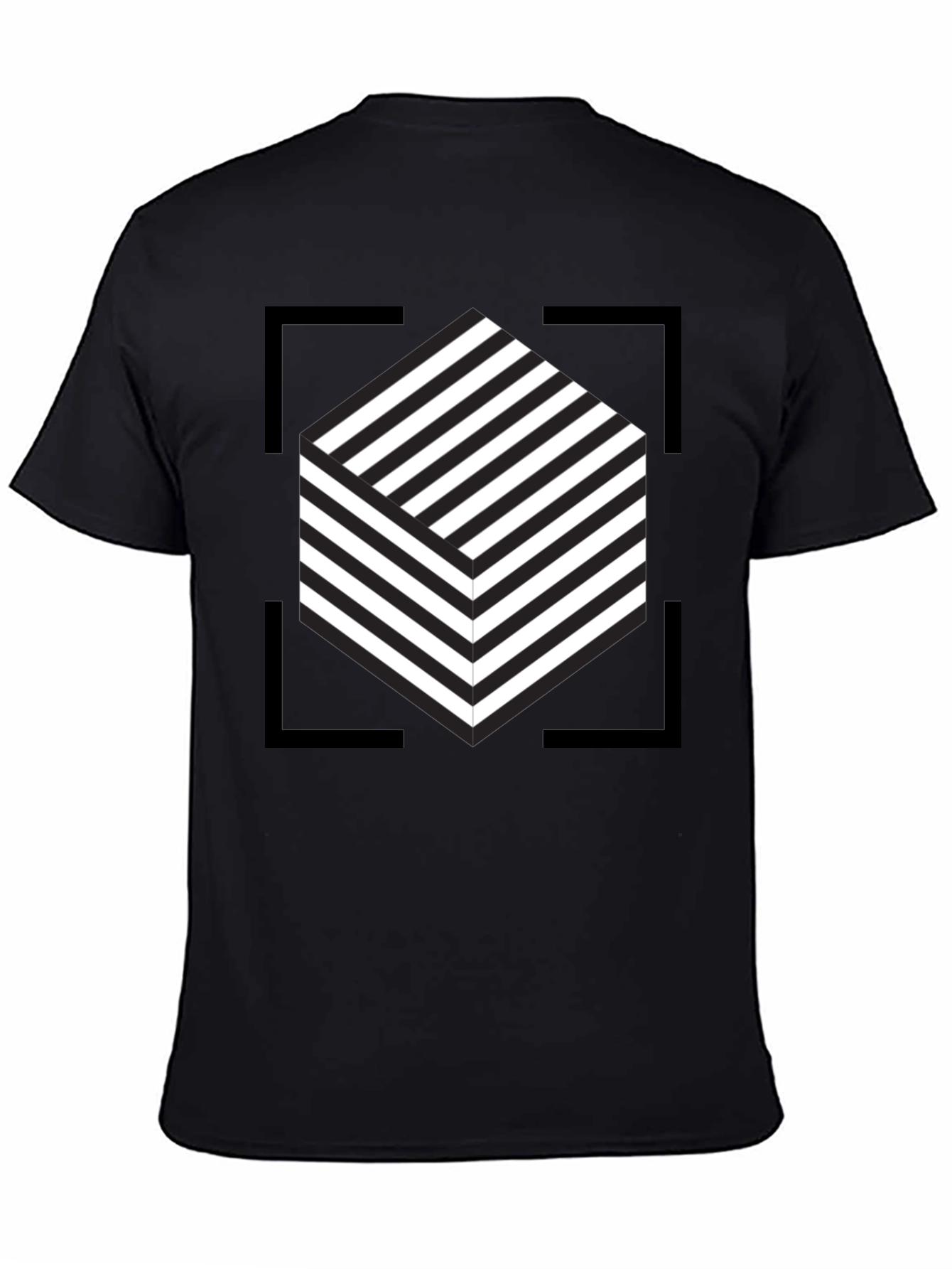 Abstract Cube Graphic Tee - Modern Black T-Shirt