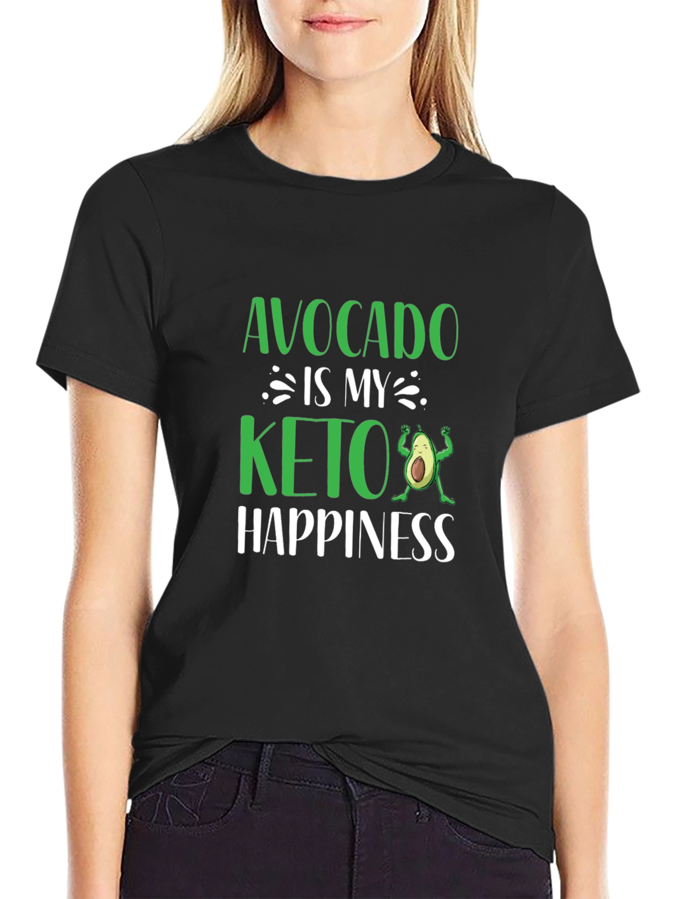 Avocado is My Keto Happiness Black T-Shirt
