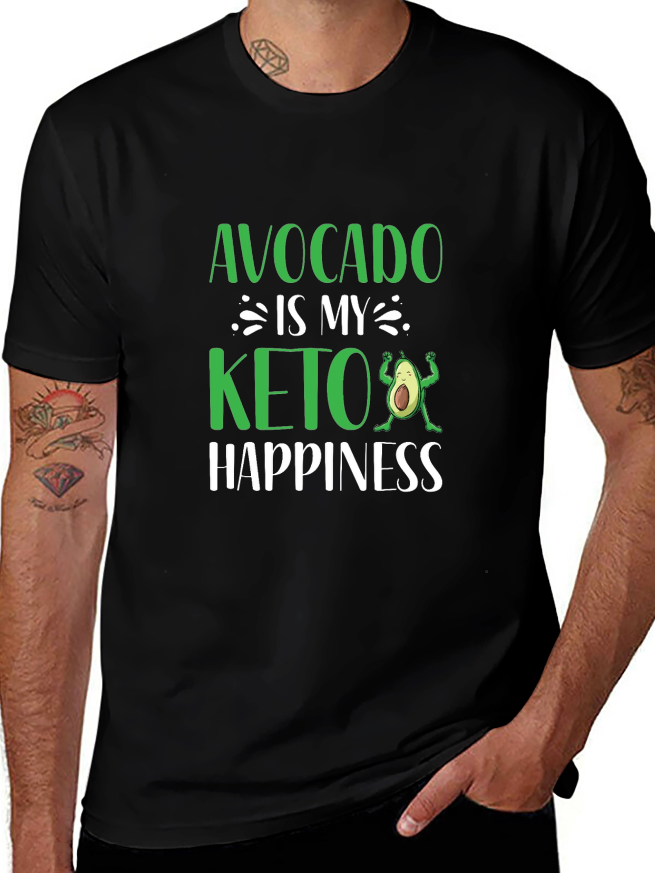 Avocado is My Keto Happiness Black T-Shirt