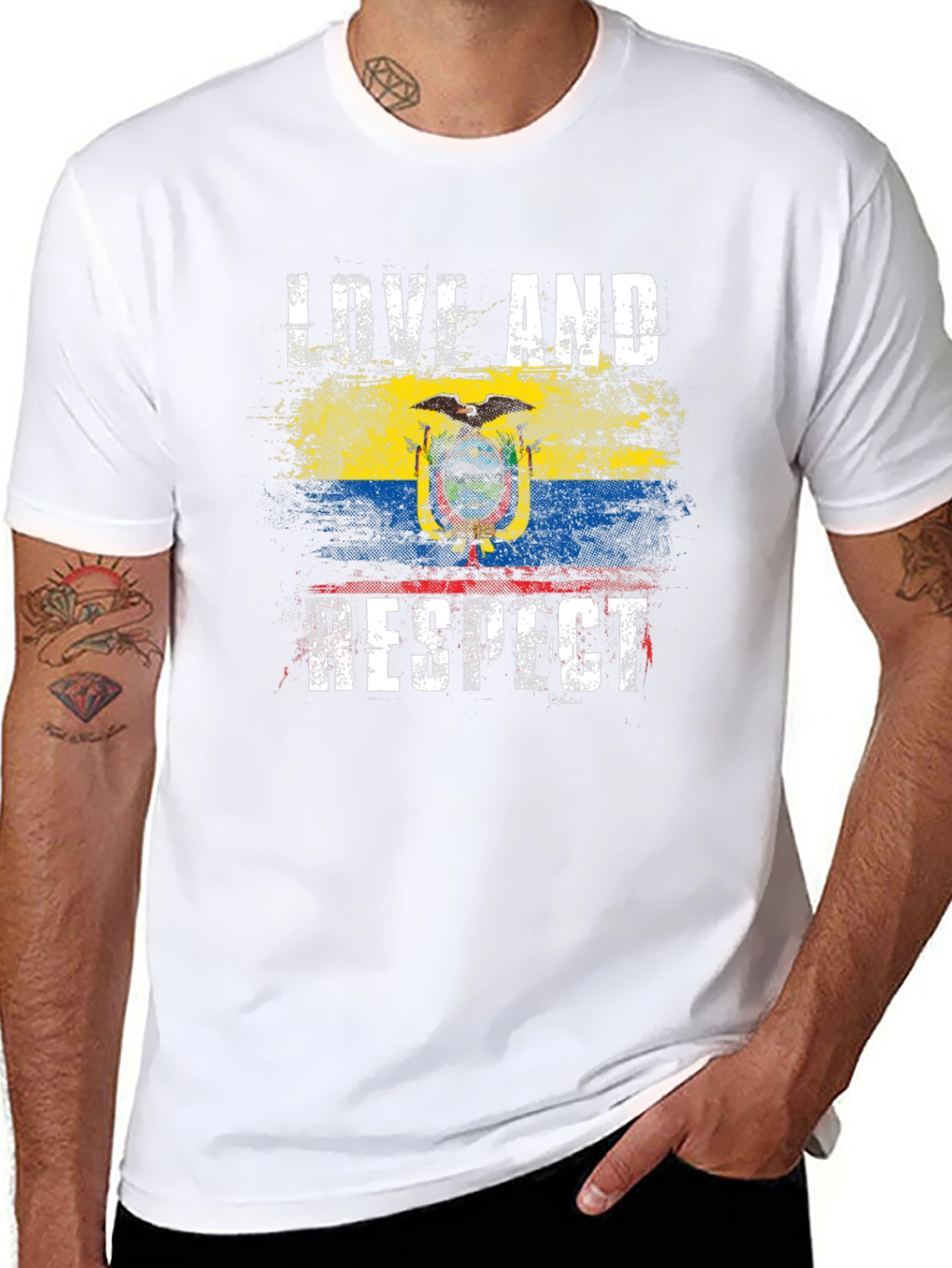 Ecuador Love and Respect Flag Graphic T-Shirt