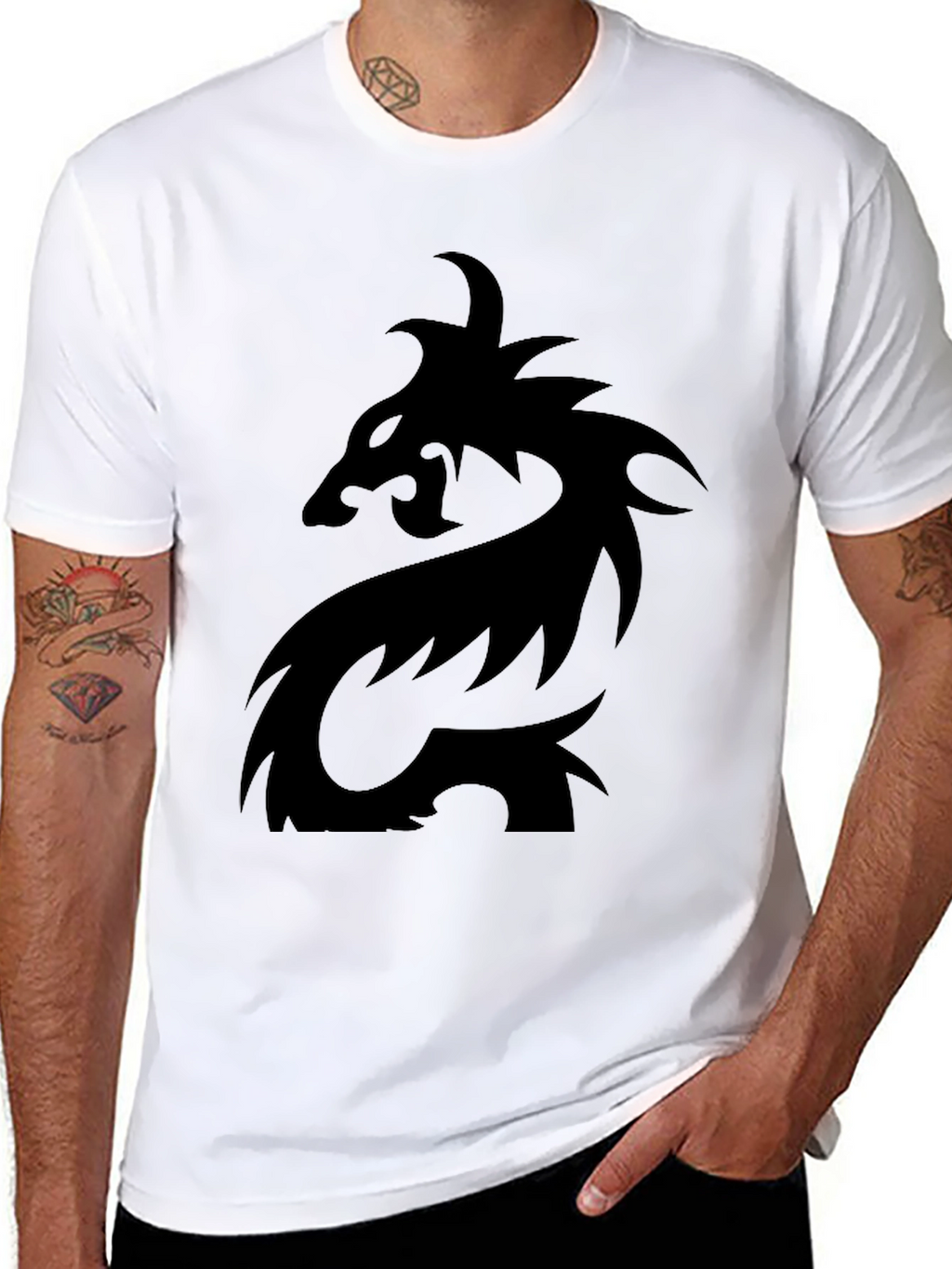 Black Dragon Graphic Tee - Mens Casual T-Shirt