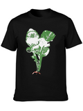 Abstract Floral Print Black Crew Neck T-Shirt