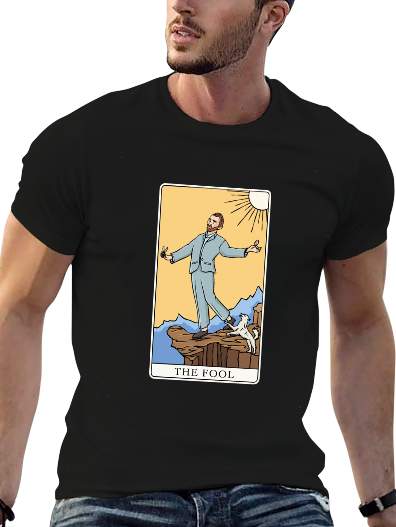 The Fool Tarot Card Graphic T-Shirt - Black