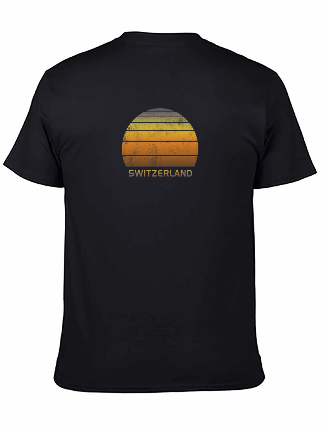 Switzerland Sunset Graphic Tee - Retro Style Black T-Shirt