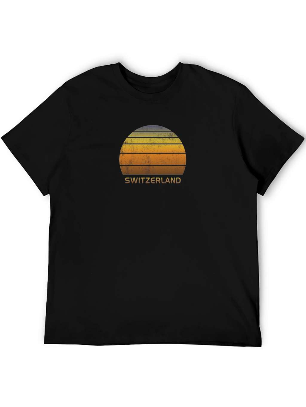 Switzerland Sunset Graphic Tee - Retro Style Black T-Shirt