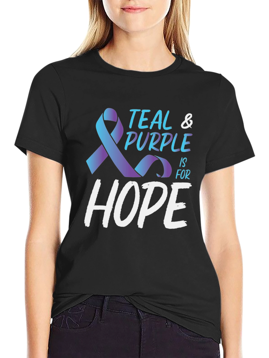 Teal & Purple Hope Ribbon Awareness T-Shirt