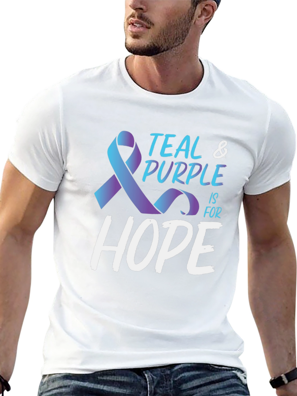 Teal & Purple Hope Ribbon Awareness T-Shirt