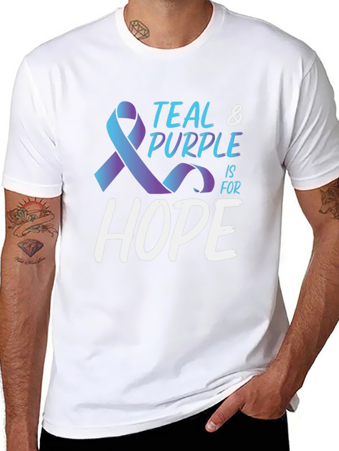 Teal & Purple Hope Ribbon Awareness T-Shirt