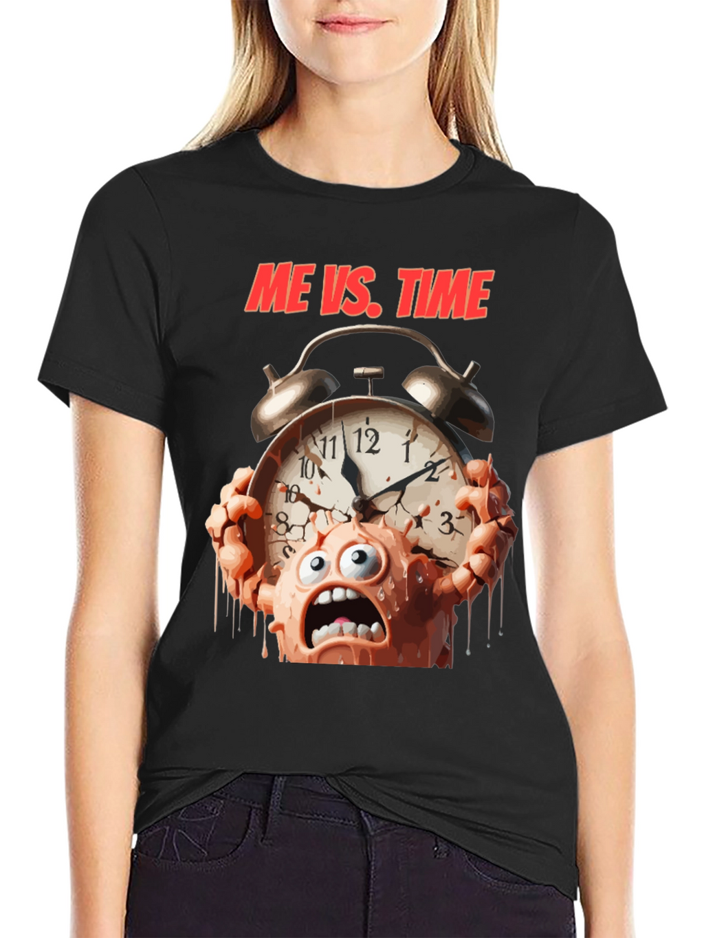 Me Vs. Time Graphic T-Shirt - Black