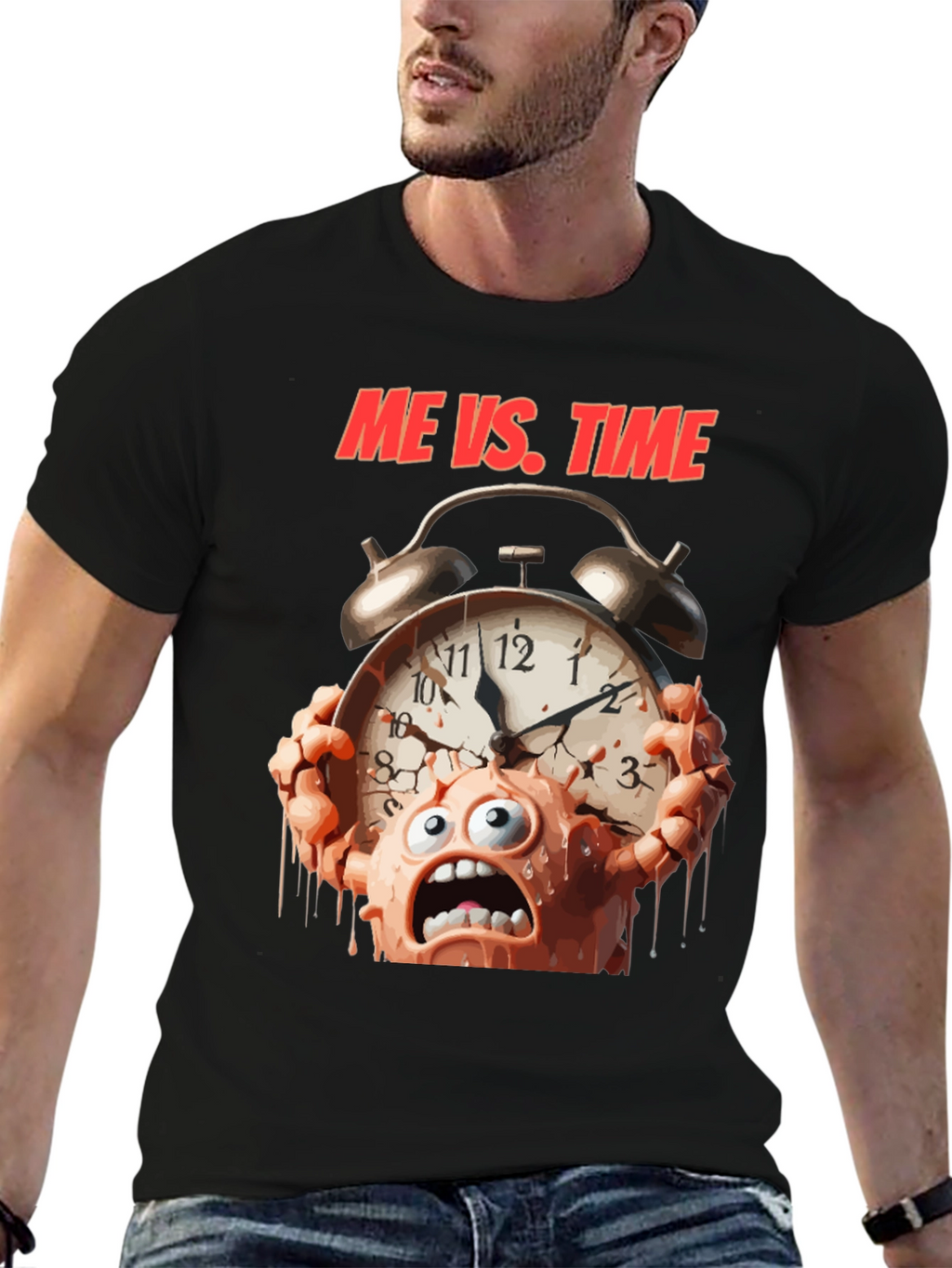 Me Vs. Time Graphic T-Shirt - Black