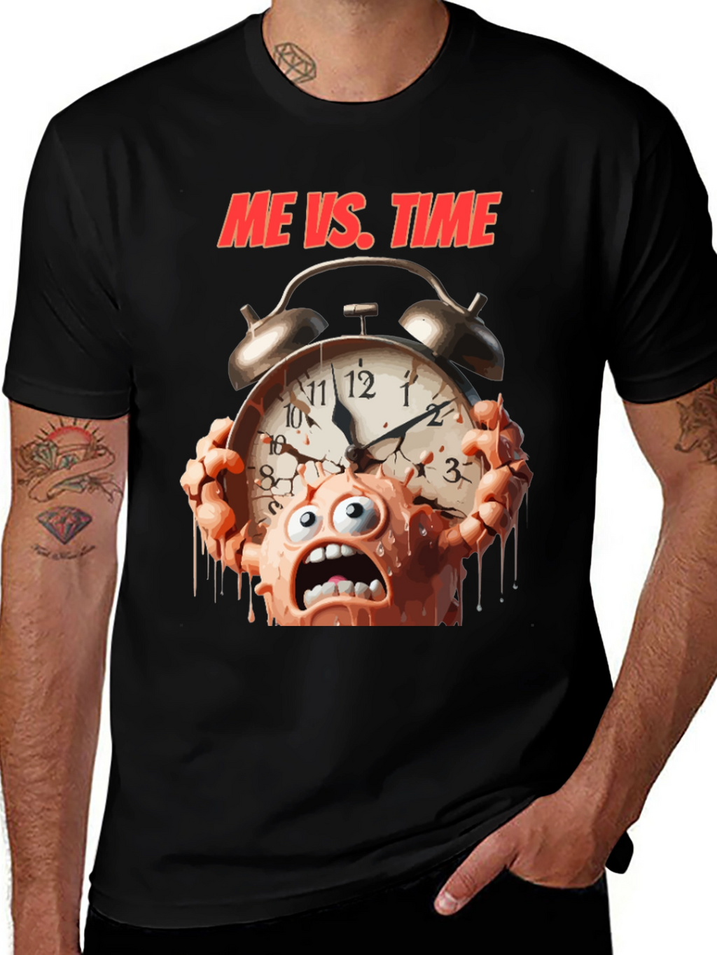 Me Vs. Time Graphic T-Shirt - Black