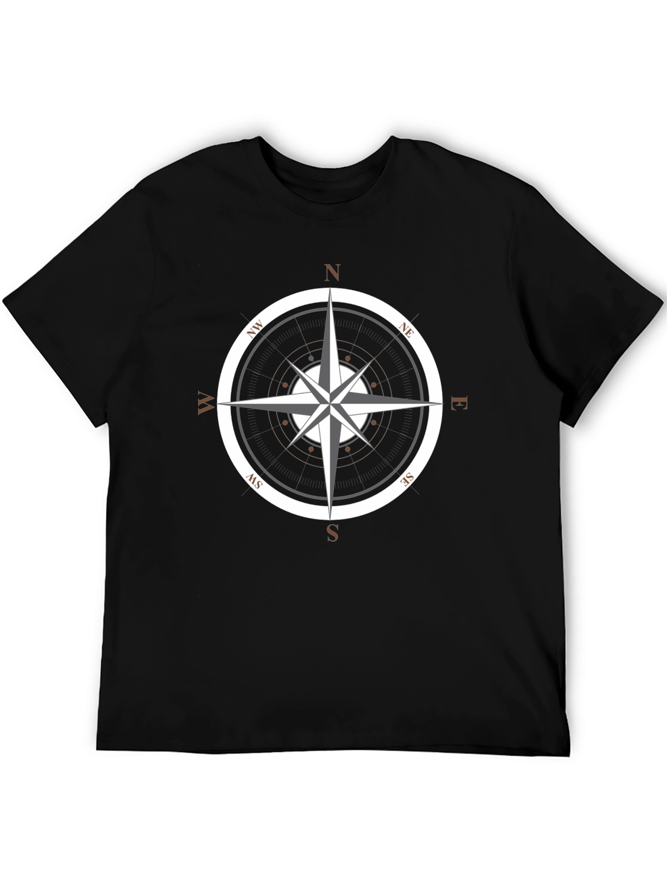 Compass Rose Graphic Tee - Black Cotton T-Shirt