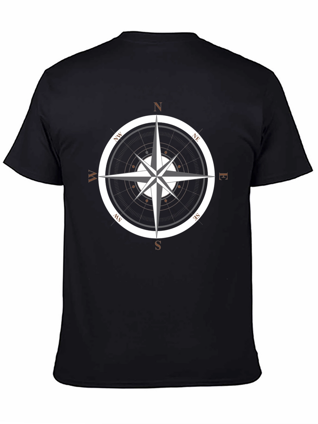 Compass Rose Graphic Tee - Black Cotton T-Shirt