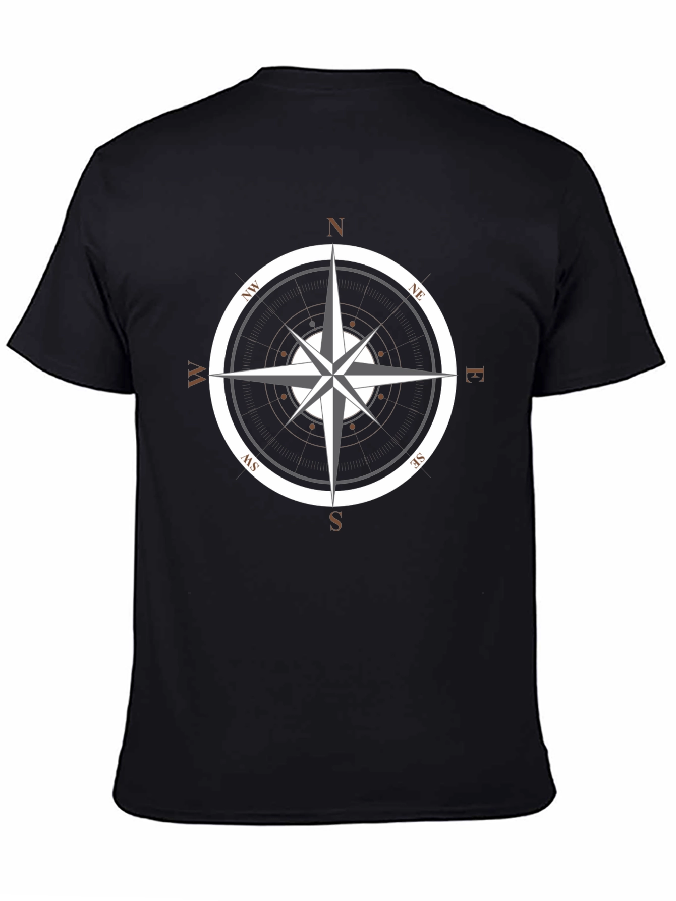 Compass Rose Graphic Tee - Black Cotton T-Shirt