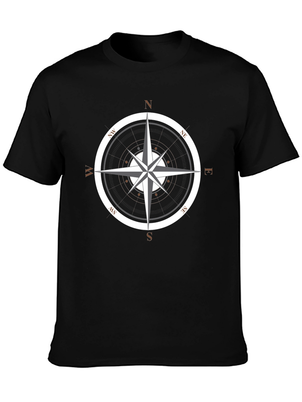 Compass Rose Graphic Tee - Black Cotton T-Shirt