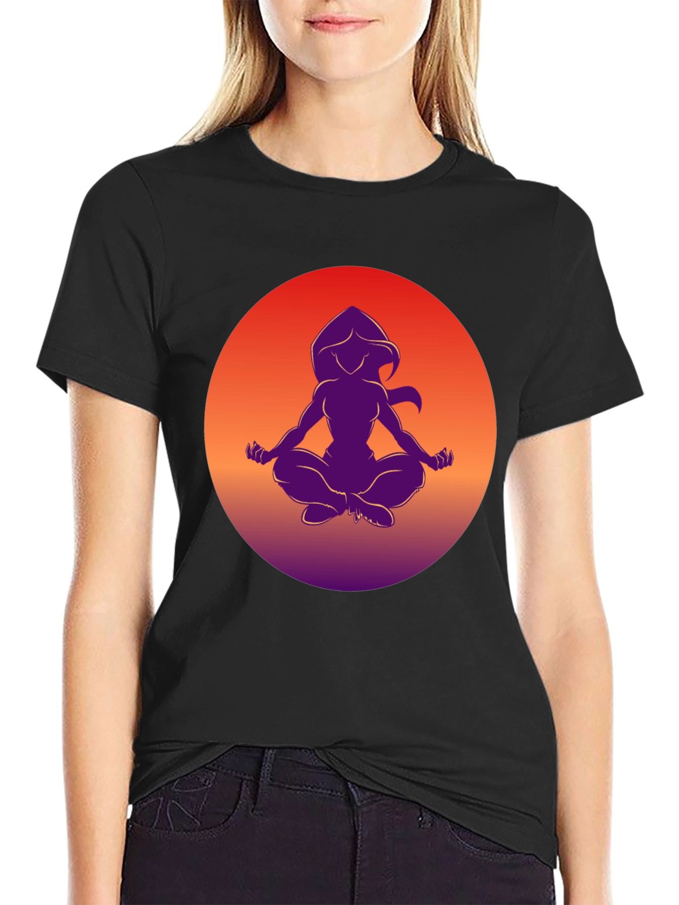 Zen Silhouette T-Shirt - Meditating Design
