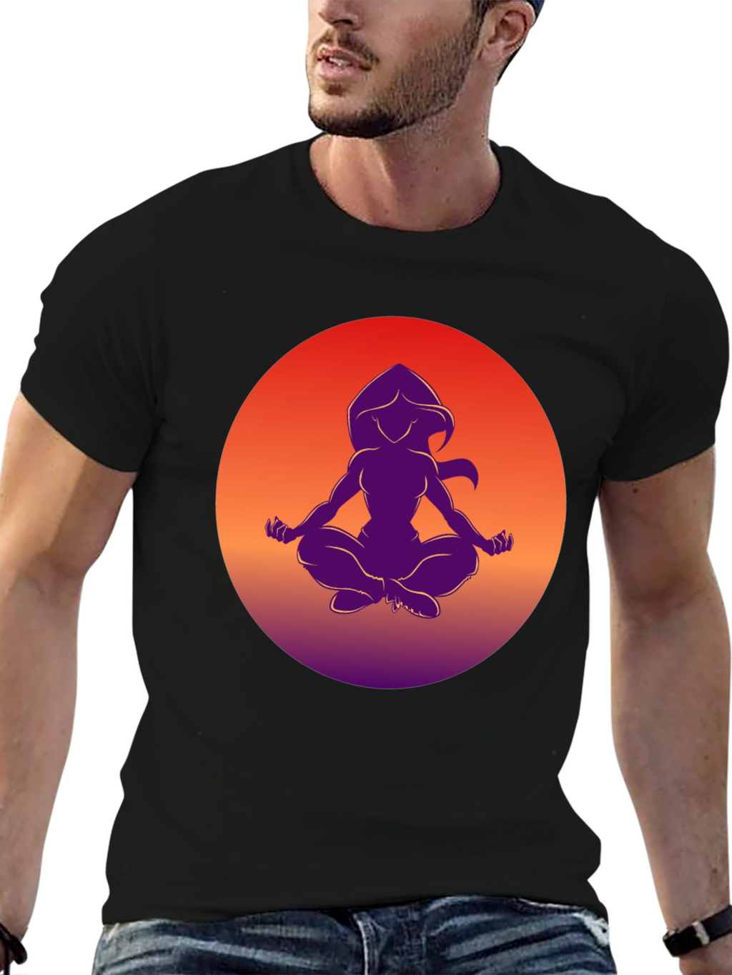 Zen Silhouette T-Shirt - Meditating Design