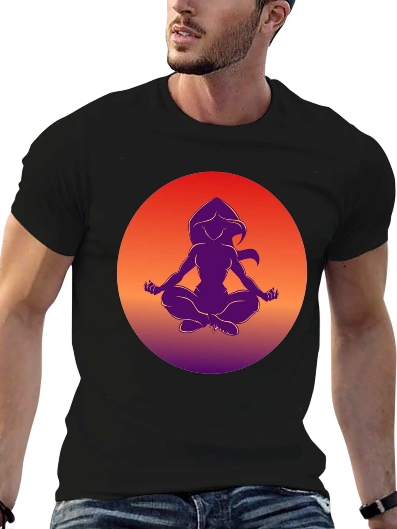 Zen Silhouette T-Shirt - Meditating Design