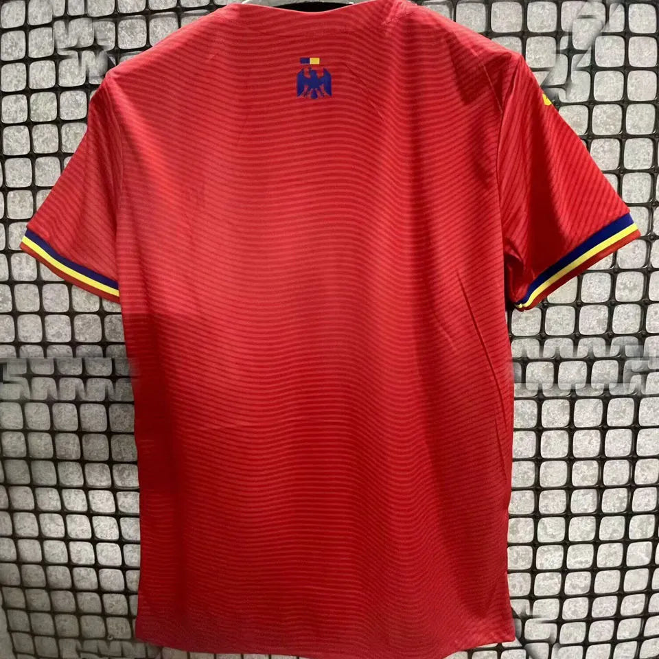 2025/26 Romania Away Red Fans Soccer Jersey Back