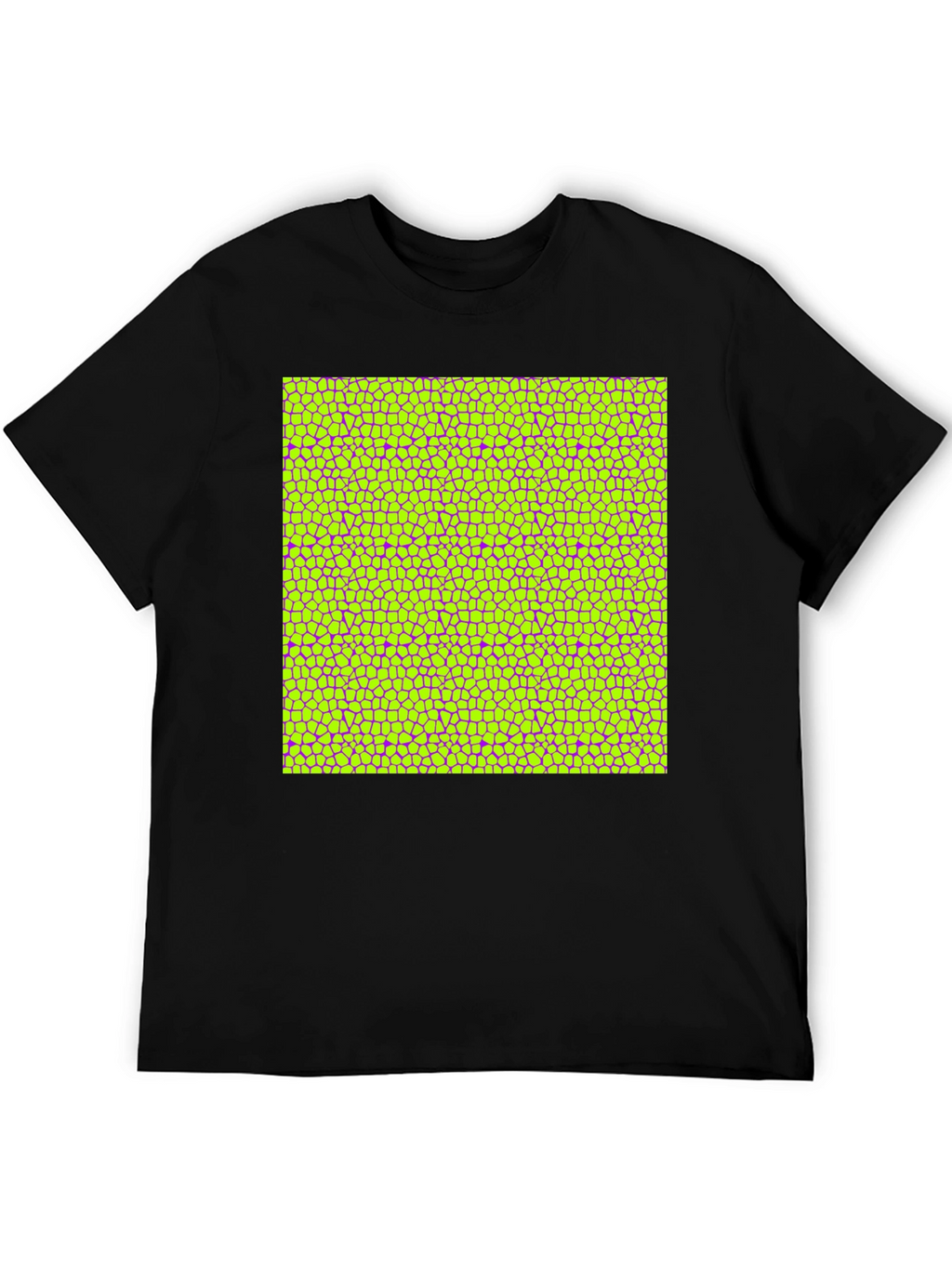 Vibrant Geometric Mosaic Print Black T-Shirt