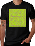 Vibrant Geometric Mosaic Print Black T-Shirt