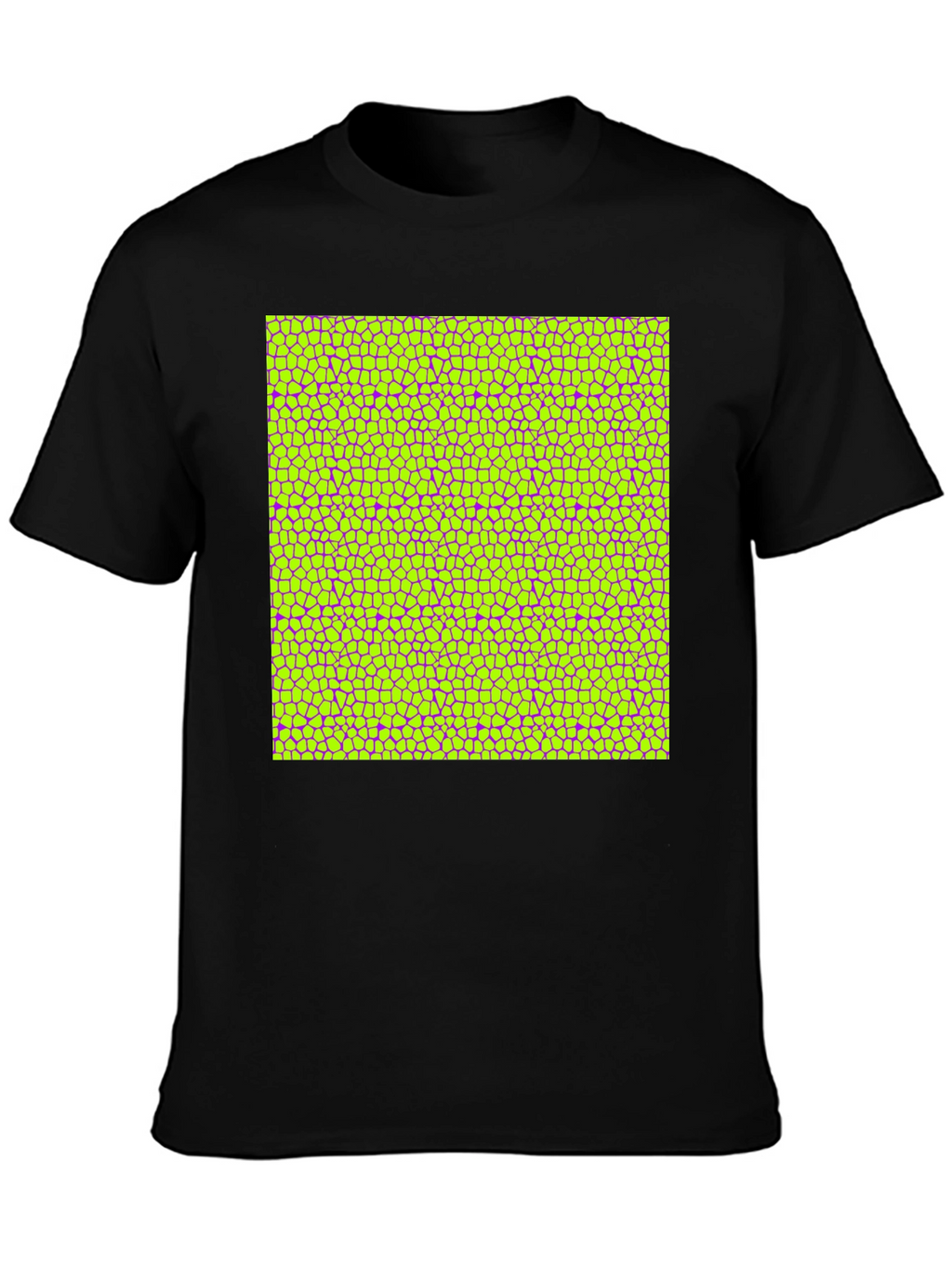 Vibrant Geometric Mosaic Print Black T-Shirt