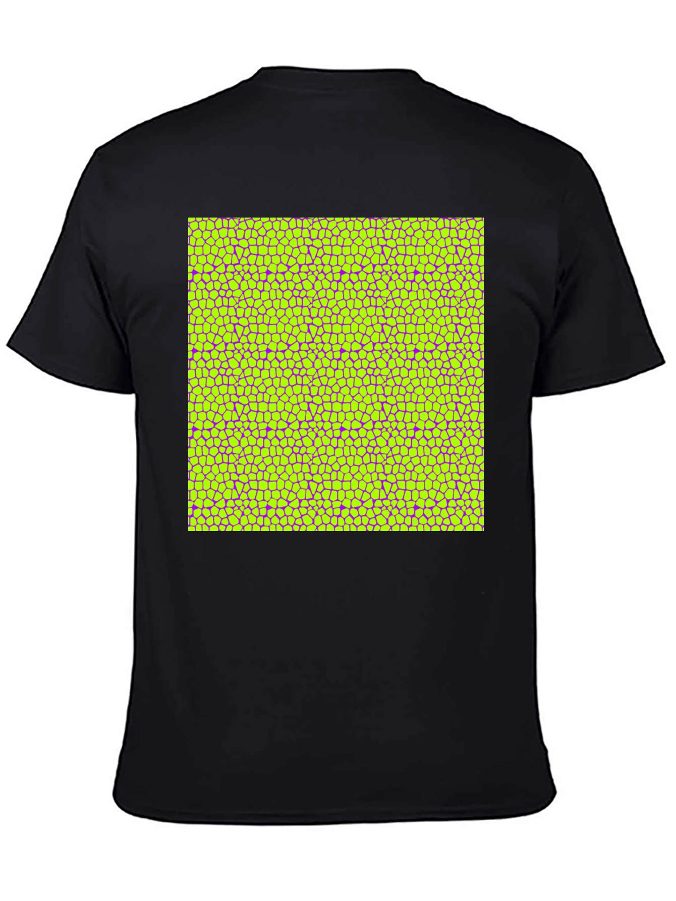 Vibrant Geometric Mosaic Print Black T-Shirt