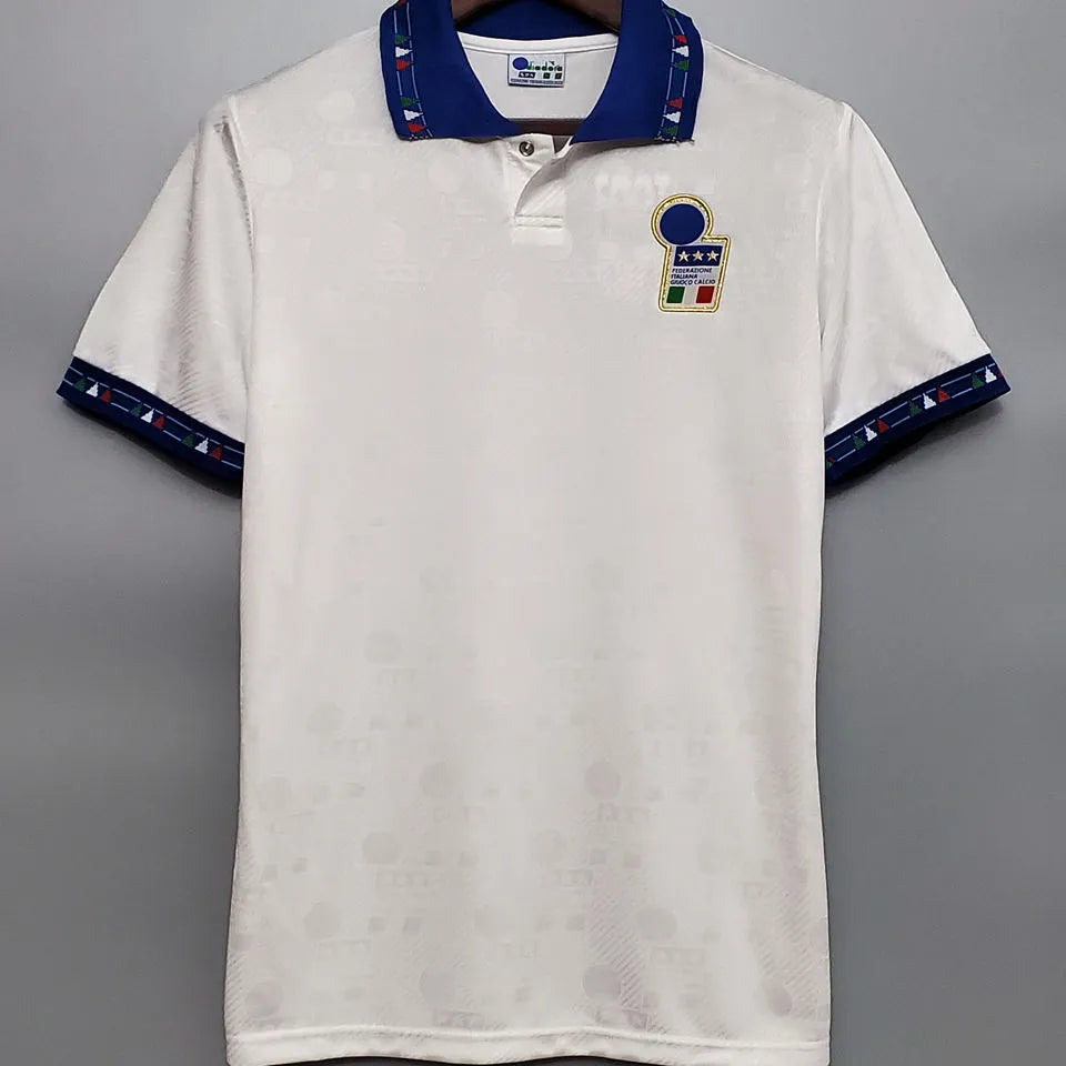 1994 Italy Away White Retro Soccer Jersey Back