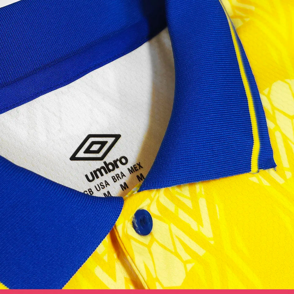 1994 Colombia Home Yellow Retro Long Sleeve Soccer Jersey Detail 1
