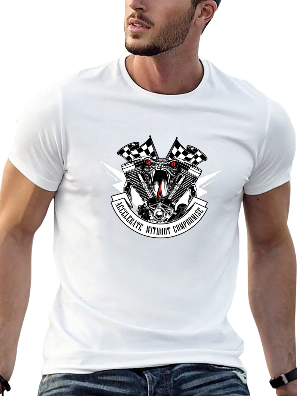 Motorcycle Snake Engine Graphic T-Shirt