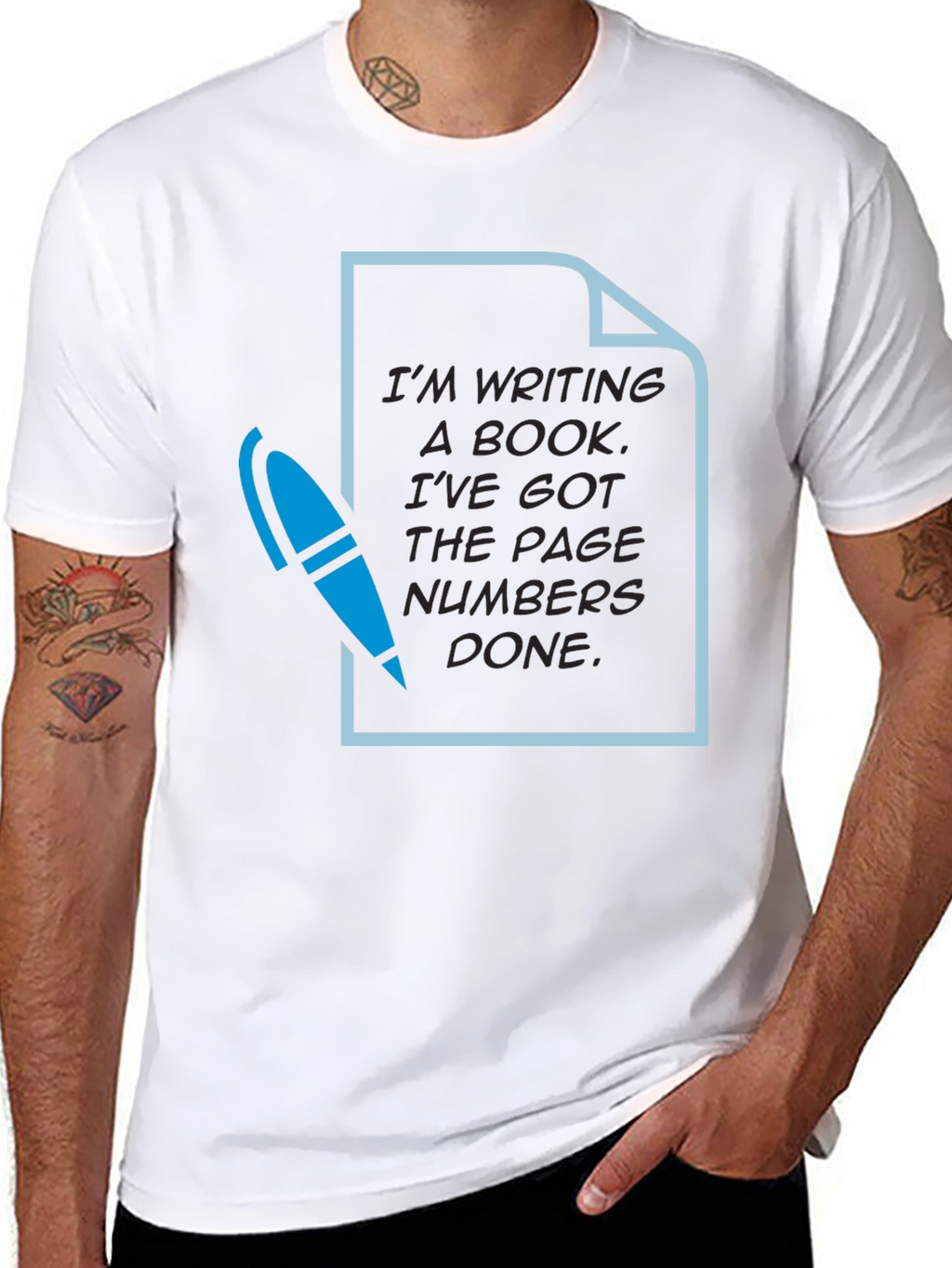 Writers Humor T-Shirt: Page Numbers Done