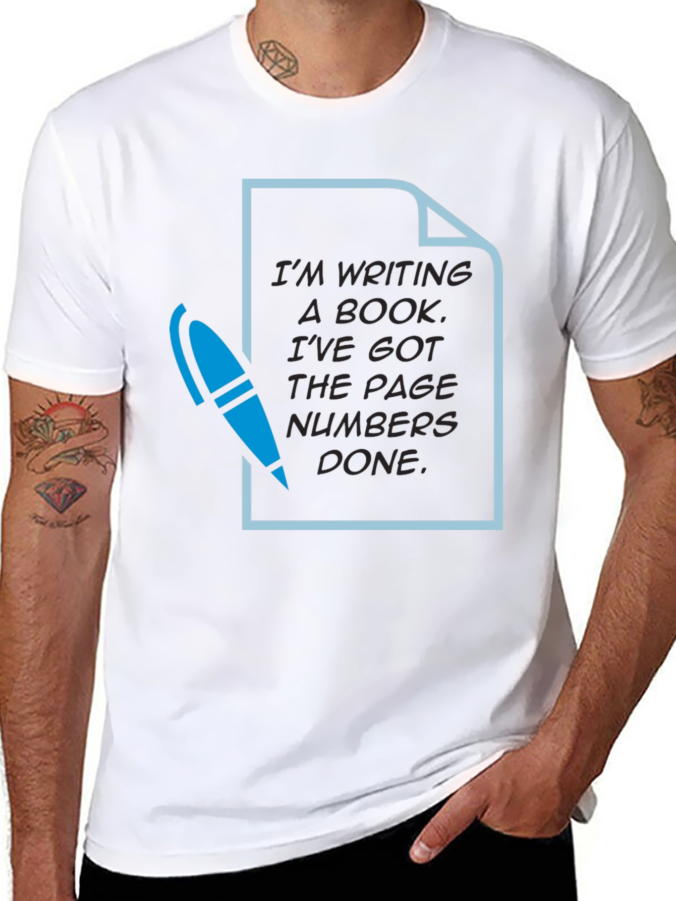 Writers Humor T-Shirt: Page Numbers Done