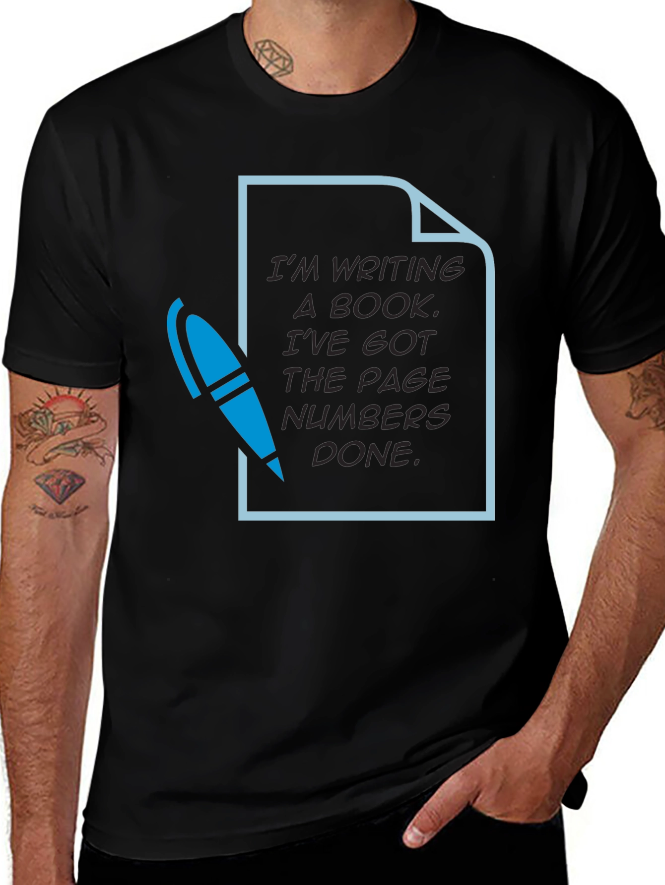 Writers Humor T-Shirt: Page Numbers Done