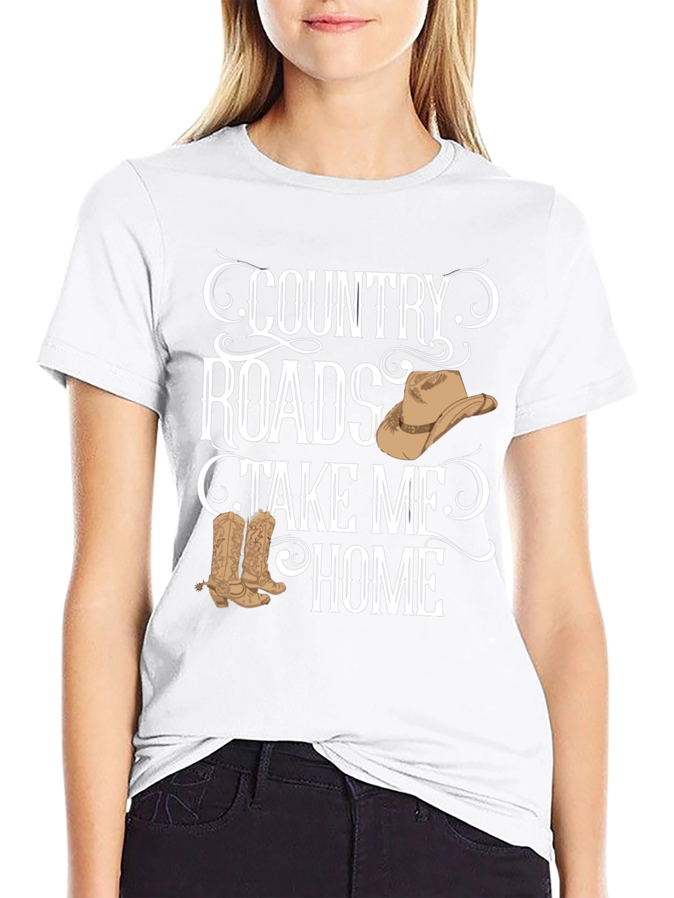 Country Roads Graphic T-Shirt - Cowboy Theme