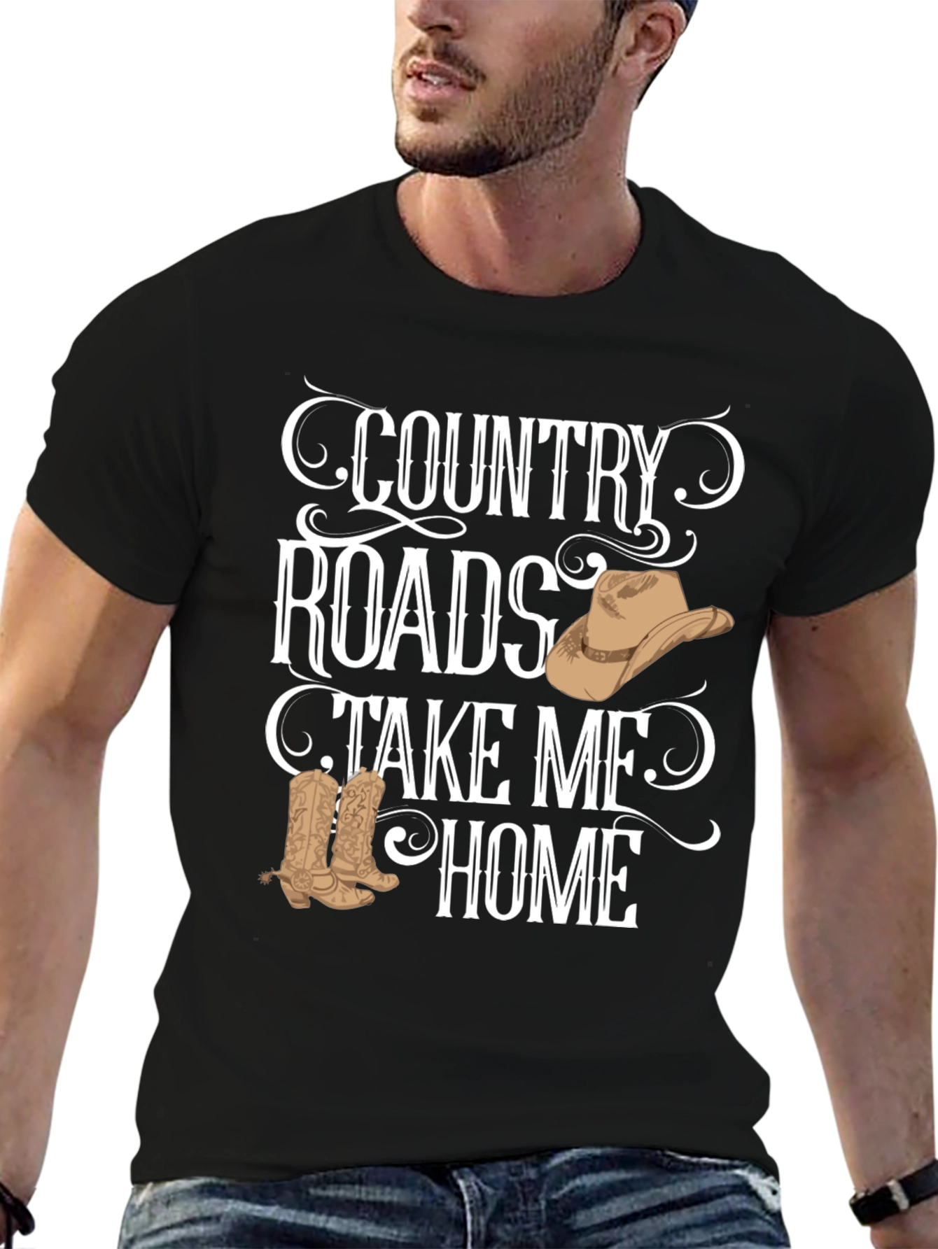 Country Roads Graphic T-Shirt - Cowboy Theme