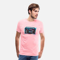 Cassette recorder in 80s neon graffiti look