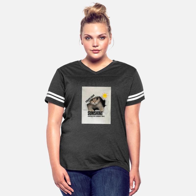 Cat Print Crew Neck T-shirt, Short Sleeve Casual