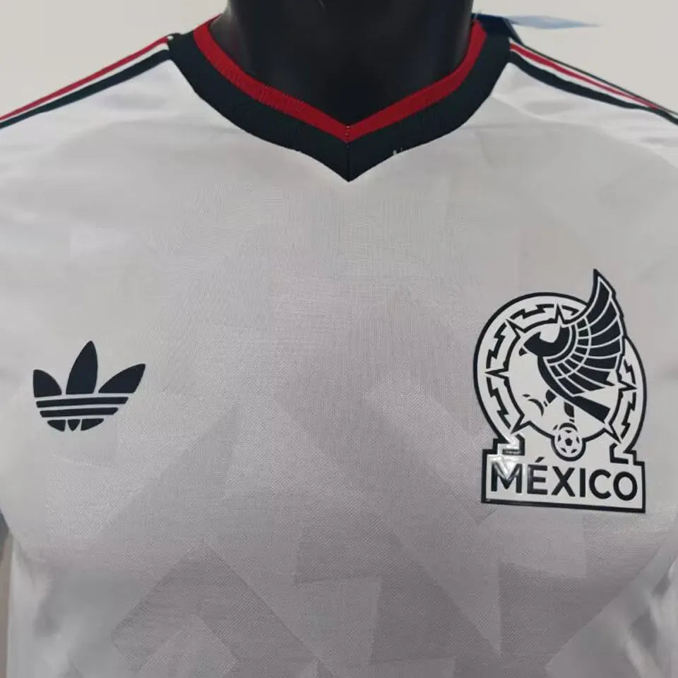 2026/27 Mexico Away White Player Version Long Sleeve Soccer Jersey Detail 1