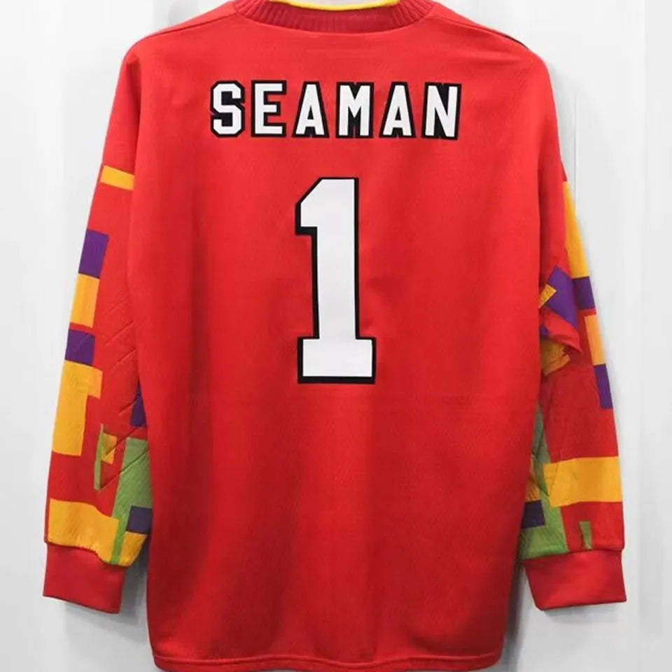 1996 England Goalkeeper Retro Long Sleeve Jersey Detail 1