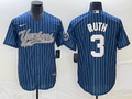 Men's New York Yankees Babe Ruth #3 Blue Player Jerseys Joint Edition