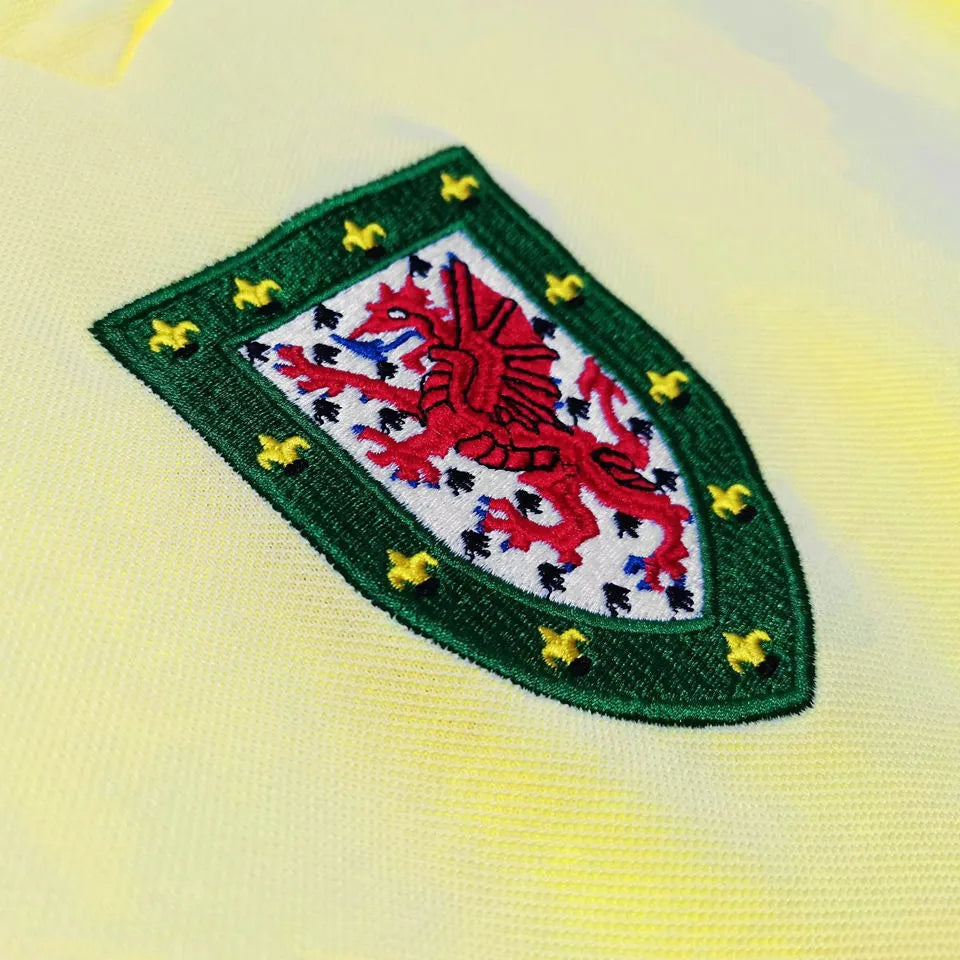 1976/79 Wales Away Yellow Retro Soccer Jersey Detail 2