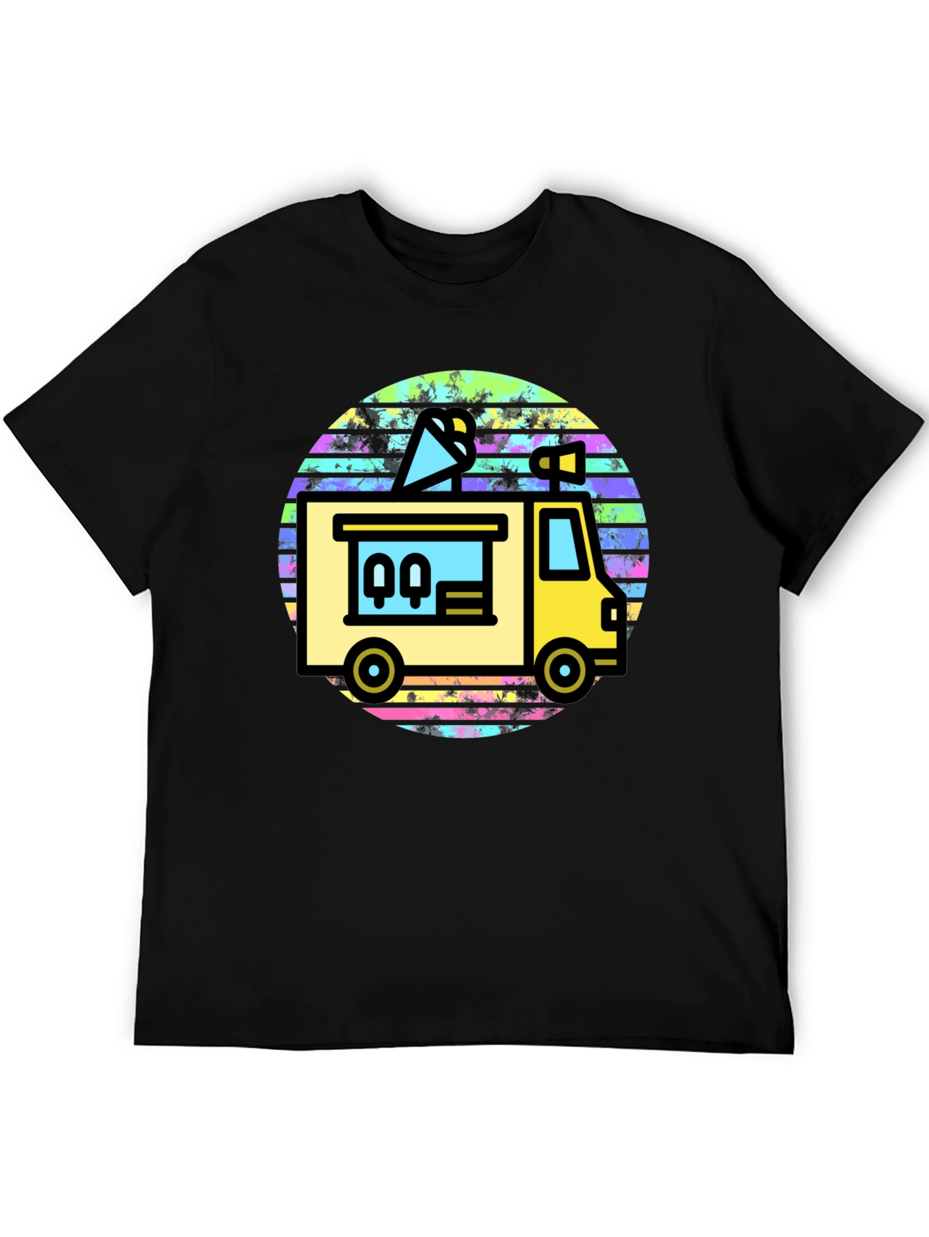 Retro Food Truck Graphic Tee - Black